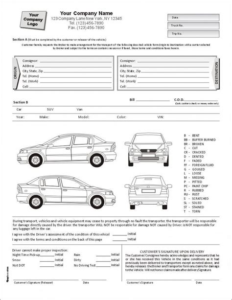 car damage report template